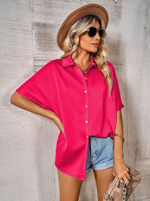 Women's Woven Casual Short-sleeved Shirt