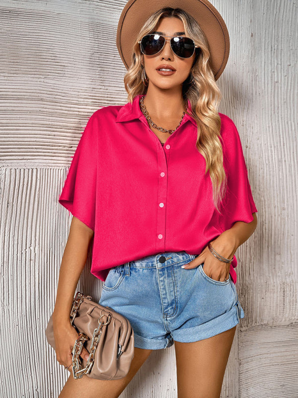Women's Woven Casual Short-sleeved Shirt